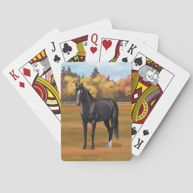 Baraja De Cartas Hermoso Stallion de caballos del Barrio Negro (Reverso)