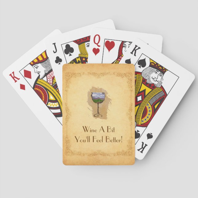 Baraja De Cartas ¡Hermosos Amantes Del Vino Jugando Cartas! (Reverso)
