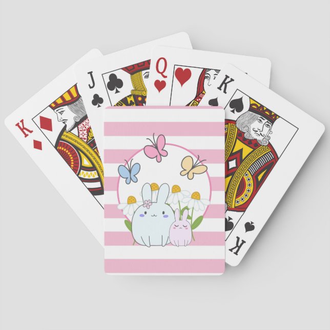 Baraja De Cartas Hermosos conejitos con martillos de primavera y ma (Reverso)