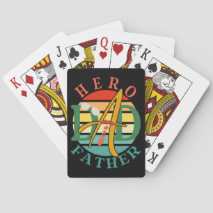 Baraja De Cartas Hero Dad Fath Sunset Tie, Mustache y gafas de sol