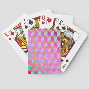 Baraja De Cartas Hexagón en forma de diamante dorado en el Pastel V