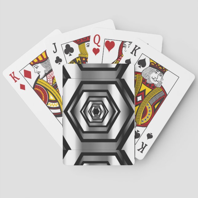 Baraja De Cartas Hexágono del acero inoxidable (Reverso)