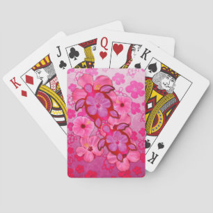 Baraja De Cartas Hibisco y tortugas rosados de Honu