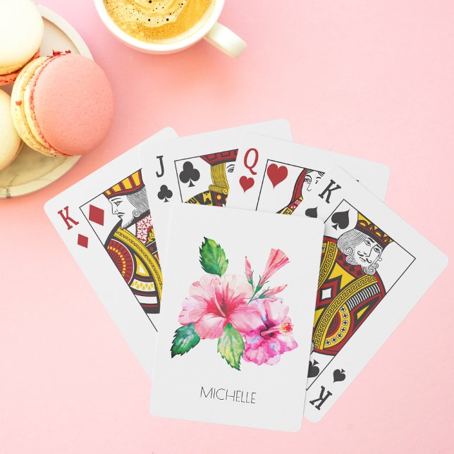 Baraja De Cartas Hibiscus Personalizado Floral Tropical (Subido por el creador)