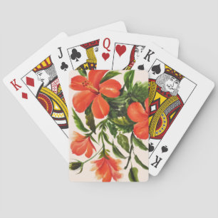 Baraja De Cartas Hibiscus rojo caliente