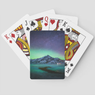 Baraja De Cartas Hielo y nieve Aurora Borealis Vía Láctea Islandi