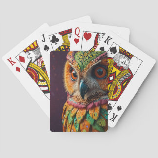 Baraja De Cartas highly detailed owl with psychedelic patterns