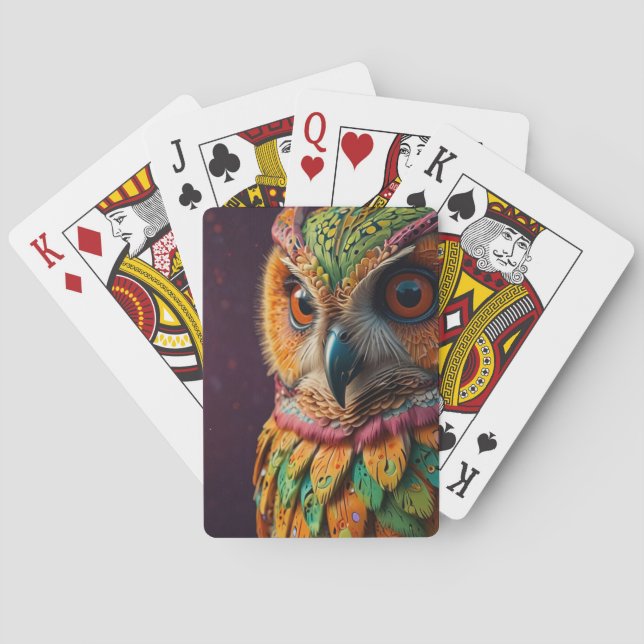 Baraja De Cartas highly detailed owl with psychedelic patterns (Reverso)