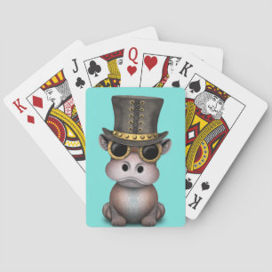 Baraja De Cartas Hipopótamo del bebé de Steampunk
