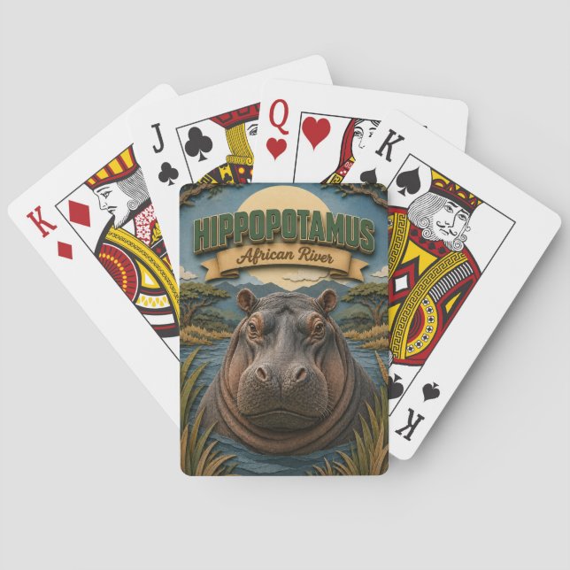 Baraja De Cartas Hipopótamo Río Africano POPCUT (Reverso)