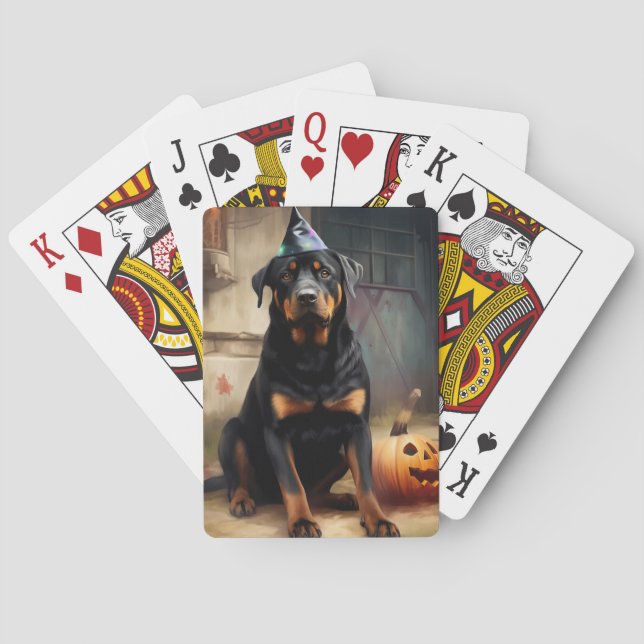Baraja De Cartas Hipótesis de halloween de Rottweiler (Reverso)