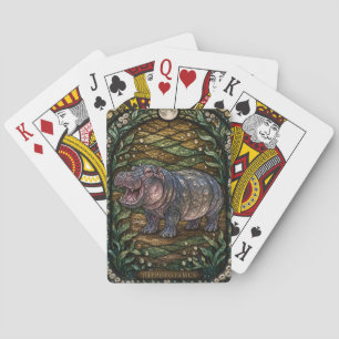 Baraja De Cartas Hippopotamus Río Ancho Illumina Vidrio Emplomado