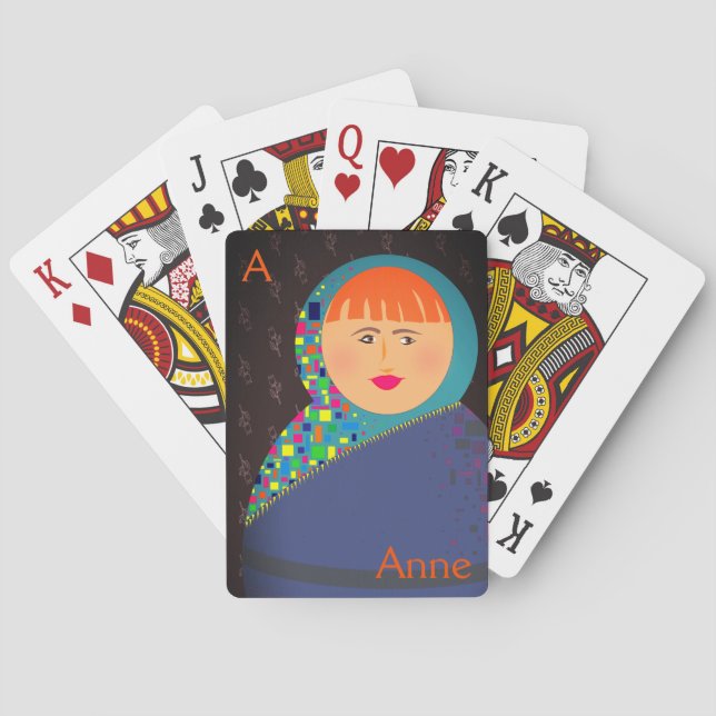 Baraja De Cartas Hipster moderno Matryoshka colorido muñeca rusa (Reverso)