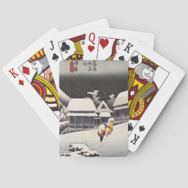 Baraja De Cartas Hiroshige Utagawa - Nieve nocturna en Kanbara