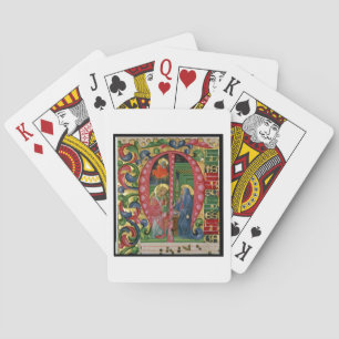 Baraja De Cartas Historiated rubrica "M" que representa el anuncio