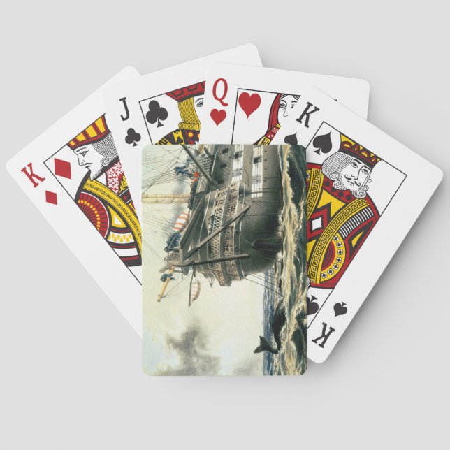 Baraja De Cartas HMS Agamemnon por el cable Atlántico original, (Reverso)