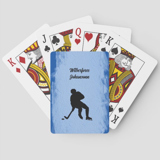 Baraja De Cartas Hockey - Player Silhouette and Puck Personalize (Reverso)