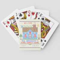 Hogar Sweet Home Cross Stitch House Nombre de fami