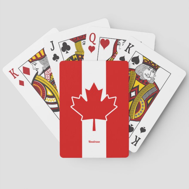 Baraja De Cartas Hoja de arce de Canadá con nombre (Reverso)