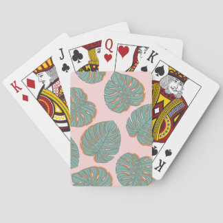 Baraja De Cartas Hoja de Monstera: Patrón Vintage Tropical