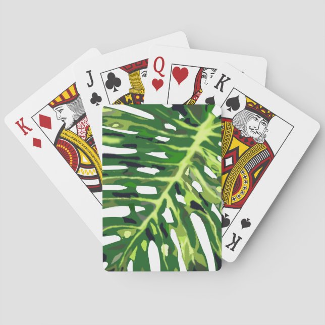 Baraja De Cartas Hoja de Monstera Tropical - (Reverso)