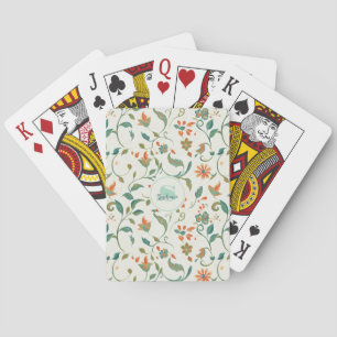 Baraja De Cartas Hojas azul-verde vintage y patrón floral Naranja