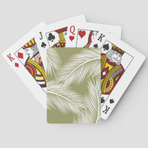 Baraja De Cartas Hojas blancas de palma en fondo de color verde