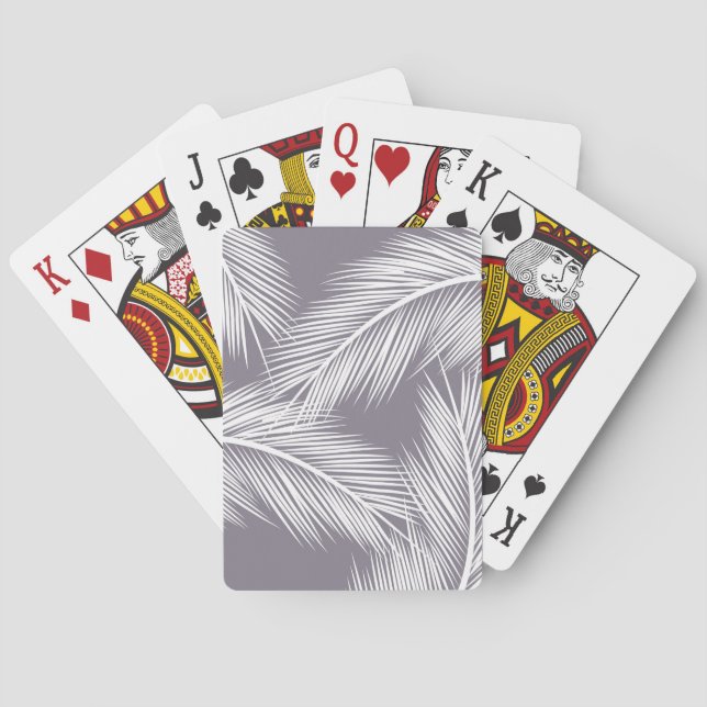 Baraja De Cartas Hojas blancas de palma sobre fondo color púrpura (Reverso)