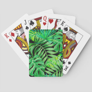 Baraja De Cartas Hojas de acuarela tropical: Elegancia sin costura.