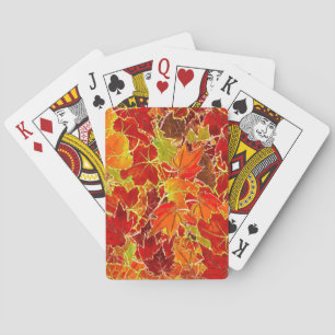 Baraja De Cartas Hojas de arce de otoño Purpurinoso