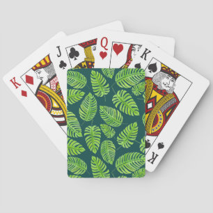 Baraja De Cartas Hojas de monstera, patrón de acuarela tropical
