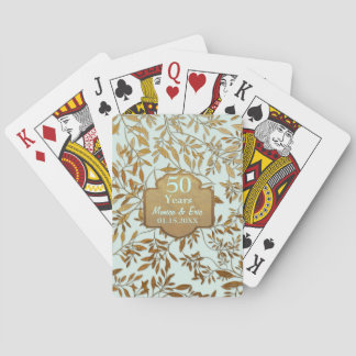 Baraja De Cartas Hojas de oro 50° aniversario Boda