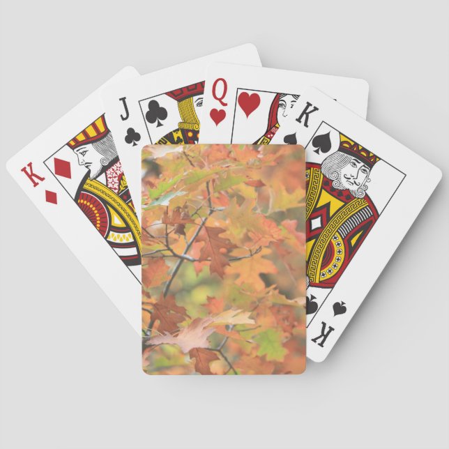 Baraja De Cartas Hojas de otoño brillantemente coloridas (Reverso)