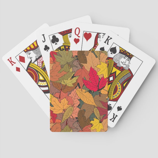 Baraja De Cartas Hojas de otoño coloridas (Reverso)
