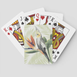 Baraja De Cartas Hojas de palma con pájaro negro