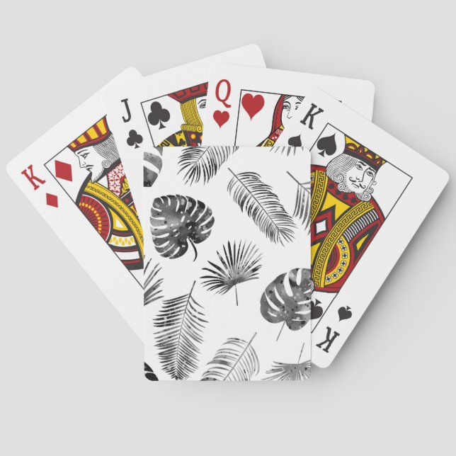 Baraja De Cartas Hojas de palma negras: inmaculadas. (Reverso)