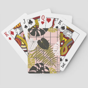 Baraja De Cartas hojas de palma tropical, verano elegante.