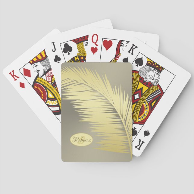 Baraja De Cartas Hojas doradas de palma tropical (Reverso)