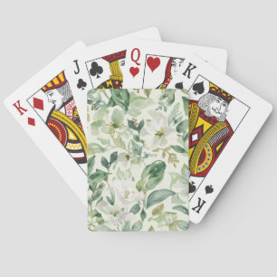 Baraja De Cartas Hojas florales de acuarela verde botánica Naturale