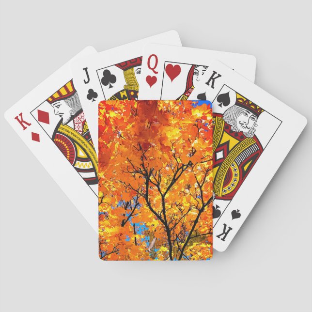 Baraja De Cartas hojas naranjas (Reverso)