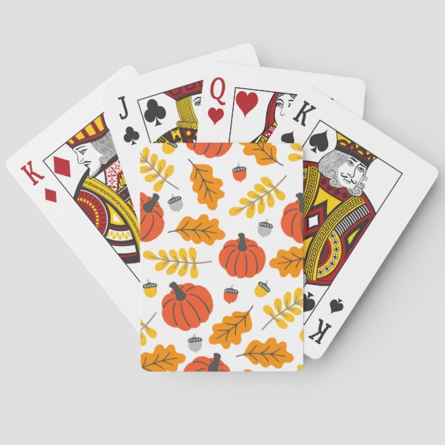 Baraja De Cartas Hojas otoñales y calabazas (Reverso)