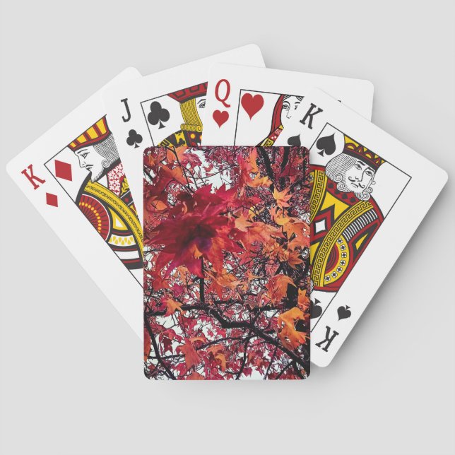 Baraja De Cartas Hojas rojas y marrones (Reverso)