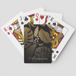 Baraja De Cartas Hojas tropicales de oro y negro