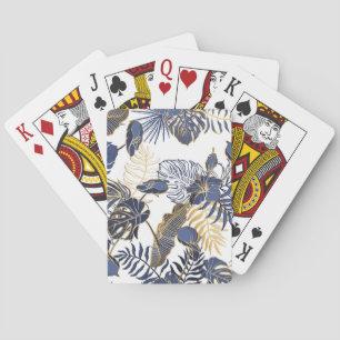 Baraja De Cartas Hojas tropicales, fondo marino de la jungla.