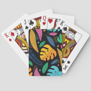 Baraja De Cartas Hojas tropicales modernas: fondo sin costura.