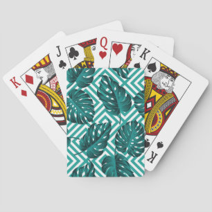 Baraja De Cartas Hojas Tropicales: Patrón floral sin soldadura.