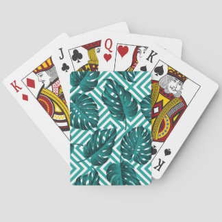 Baraja De Cartas Hojas Tropicales: Patrón floral sin soldadura.