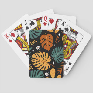 Baraja De Cartas Hojas tropicales: sin costura.
