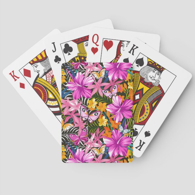 Baraja De Cartas Hojas y flores tropicales (Reverso)