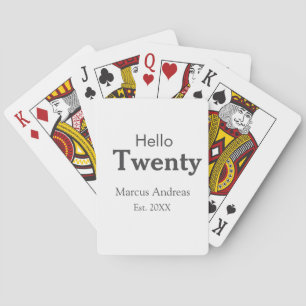 Baraja De Cartas Hola 20 cumpleaños añadir nombre. Añadir un mínimo